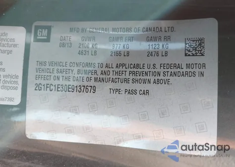 2014 Chevrolet Camaro 2Lt from USA, damaged, VIN 2G1FC1E30E9137679